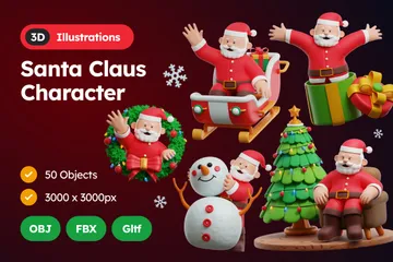 Personagem Papai Noel Ilustração 3D Pack