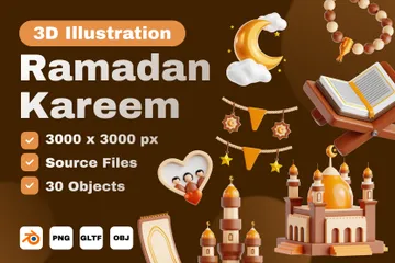 Ramadan Kareem 3D Illustration Pack