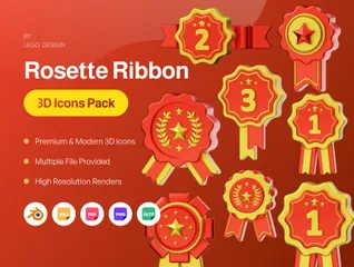 Médaille du ruban rosette Pack 3D Icon