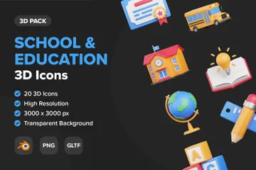 School And Education 3D Icon Pack