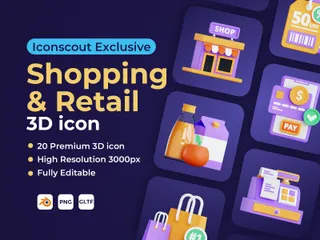 Achats et vente au détail Pack 3D Icon