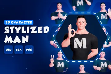 Stylized Man - Half Body 3D Illustration Pack