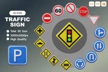 Traffic Sign 3D Icon Pack