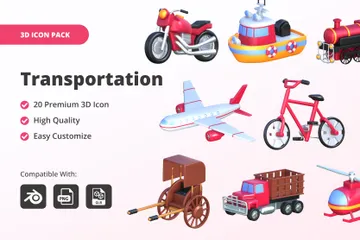 Transportation 3D Icon Pack