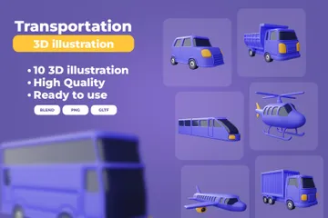 Transportation 3D Icon Pack