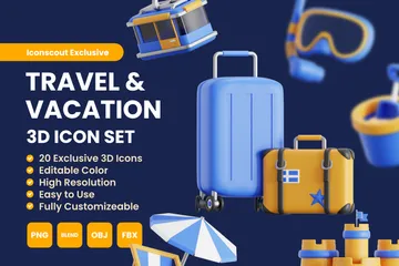 Travel & Vacation 3D Icon Pack