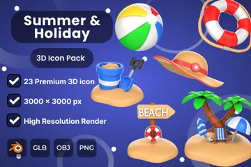 Vacaciones de verano Paquete de Icon 3D