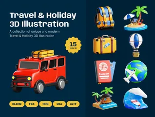 Viajes y vacaciones Paquete de Icon 3D