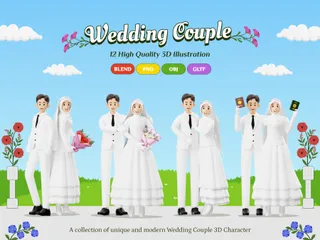 結婚式のカップル 3D Illustrationパック