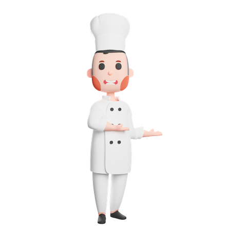 Free Cheerful chef gesturing with his hands  3D Illustration