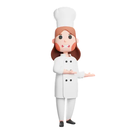 Free Cheerful chef gesturing with his hands  3D Illustration