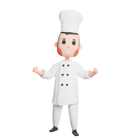 Free Cheerful chef in uniform showing thumb up  3D Illustration