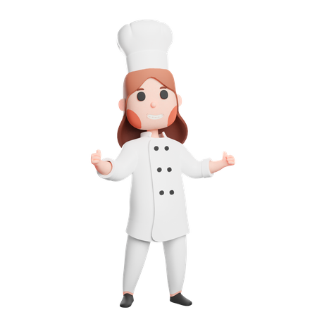 Free Cheerful chef in uniform showing thumb up  3D Illustration