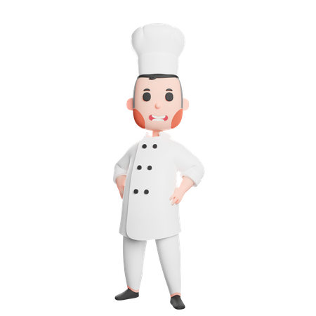 Free Chef em pé com as mãos nos bolsos  3D Illustration