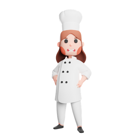 Free Chef em pé com as mãos nos bolsos  3D Illustration