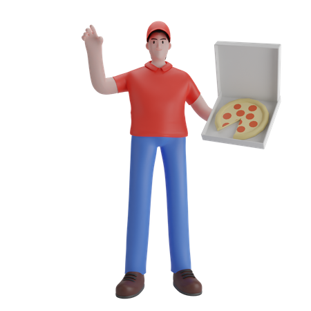 Free Repartidor de pizzas masculino  3D Illustration