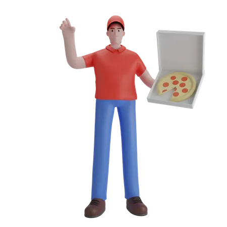 Free Repartidor de pizzas masculino  3D Illustration