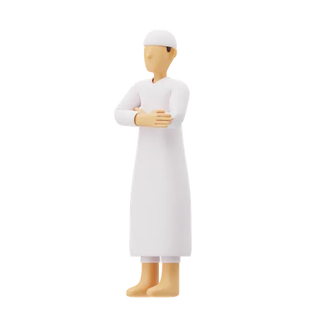 Free Muslim men praying in qiyaam posture  3D Illustration