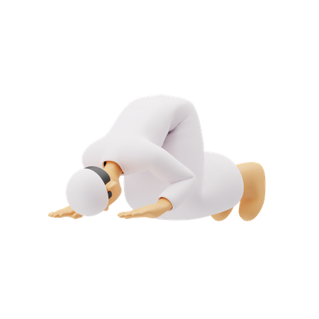 Free Muslim men praying in sujud posture  3D Illustration