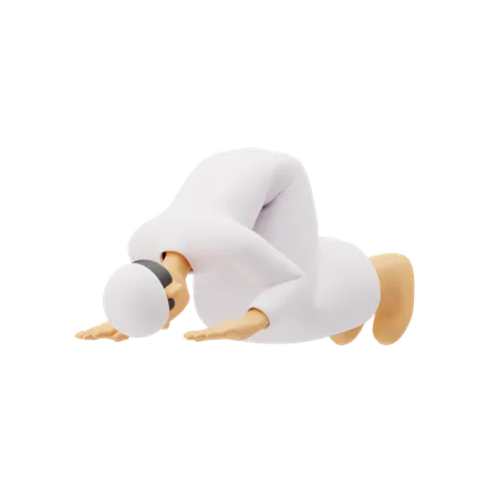 Free Muslim men praying in sujud posture  3D Illustration