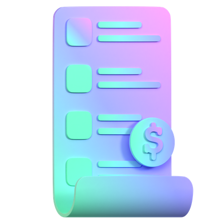 Free Shopping Bill  3D Icon