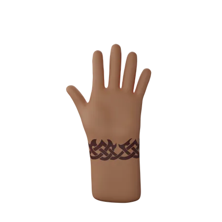 Free Stop hand gesture with tattoo on hand  3D Illustration