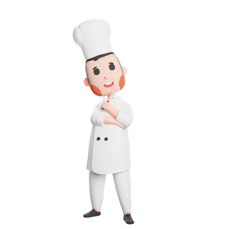 Free Thoughtful chef  3D Illustration