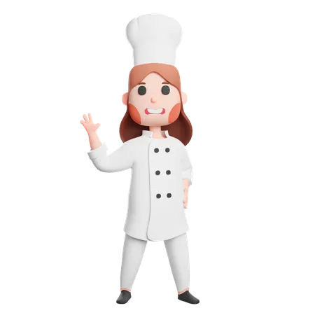 Free Young chef waving his hand  3D Illustration