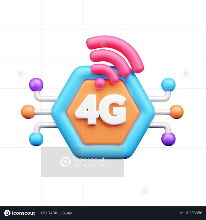 4Gネットワーク  3D Icon