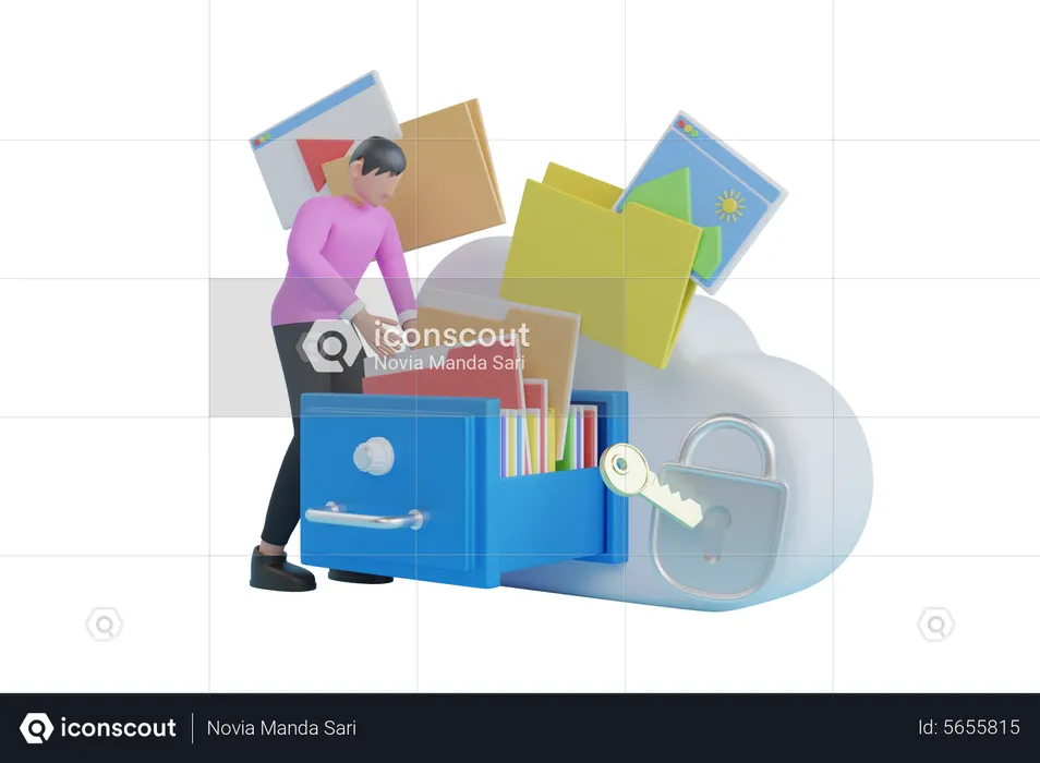 Almacenamiento de datos en la nube  3D Illustration