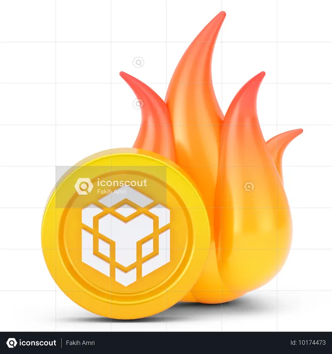 Binance Coin Fire  3D Icon