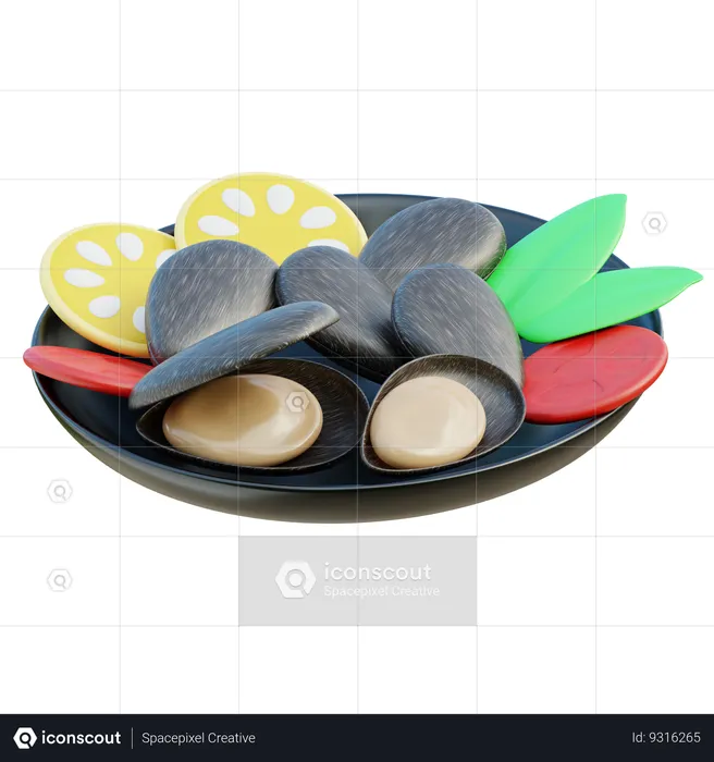 Boiled clams  3D Icon