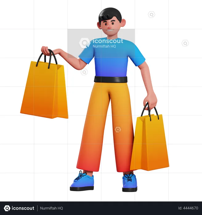 Boy doing shopping  3D Illustration