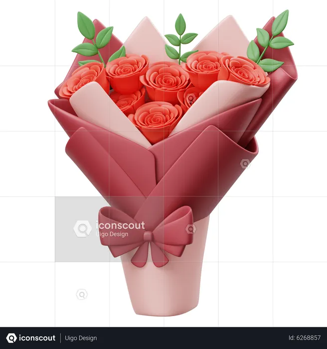 Buquê de rosas  3D Icon