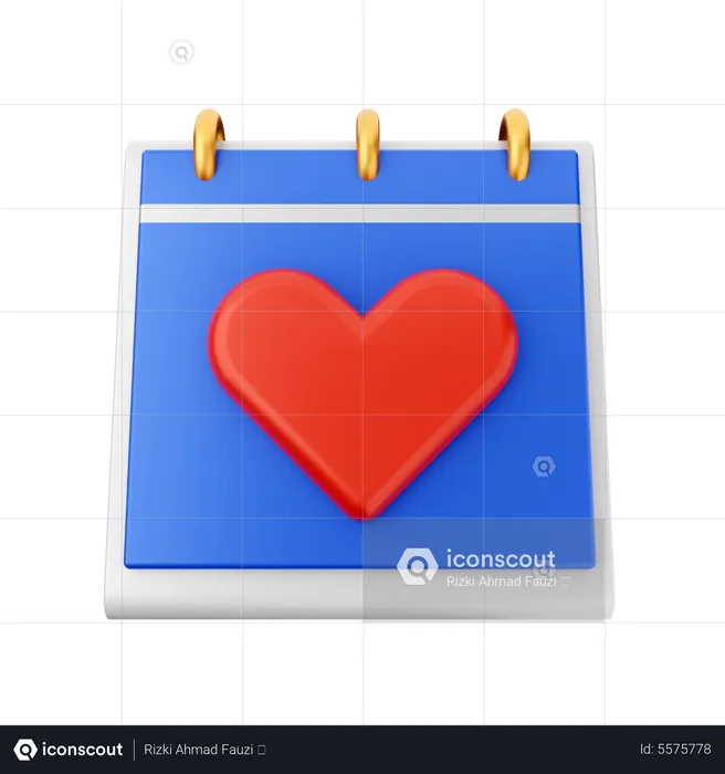 Calendrier coeur  3D Icon