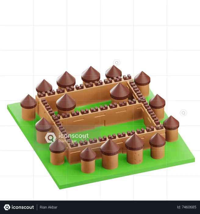 Construção do castelo  3D Icon