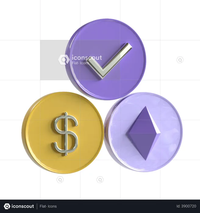 Criptomoneda aceptada  3D Illustration