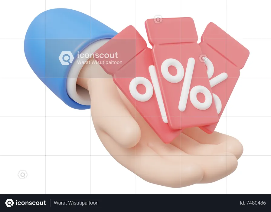 Mão segurando cupom de desconto  3D Icon