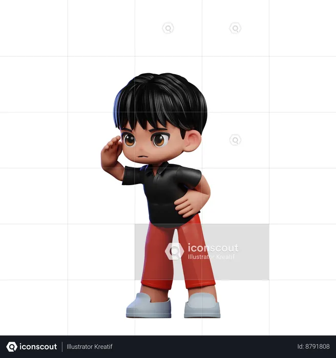 Cute Boy Giving Looking Pose  3D Illustration