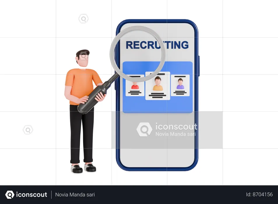 Gerente de RH selecionando o melhor candidato mais recente para o emprego  3D Illustration