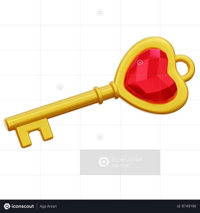 Heart Key  3D Icon