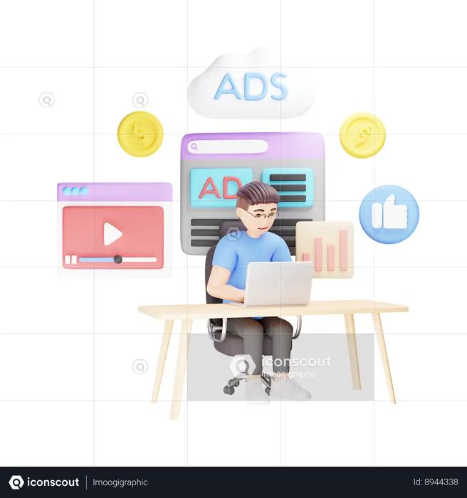 Internet Ads  3D Illustration