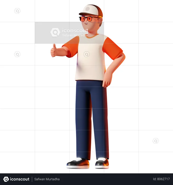 Man Giving A Thumbs Up Pose  3D Illustration