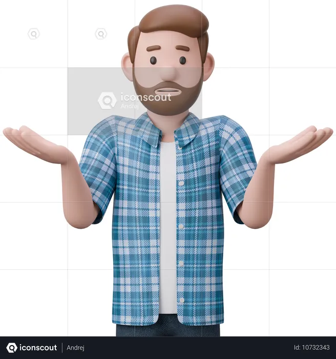 Man In A Confused Pose  3D Illustration