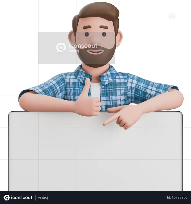 Man Showing Board  3D Illustration