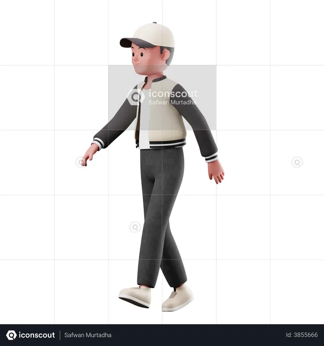 Joven con pose para caminar  3D Illustration