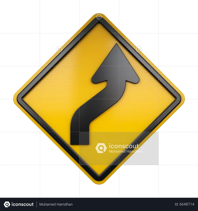 Reverse Curve Sign  3D Icon