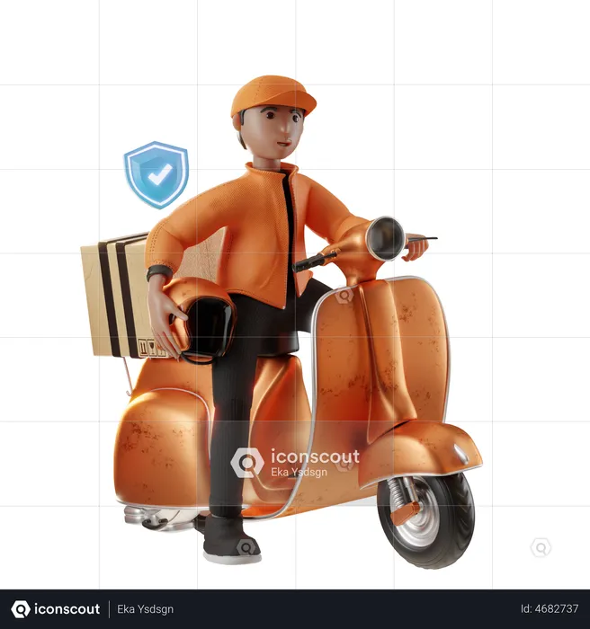 Secure Scooter Delivery  3D Illustration