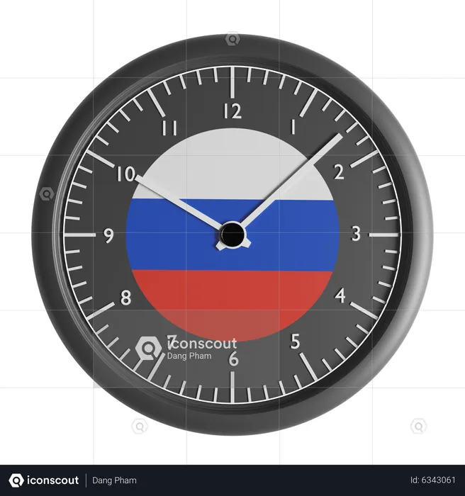 Wanduhr mit der Flagge Russlands  3D Icon