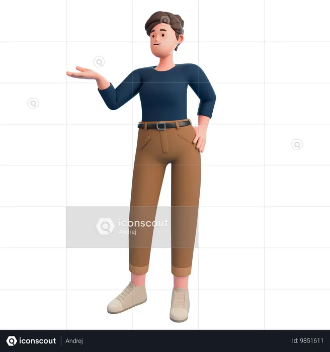 Woman Pointing Hand To Introduce Somthing  3D Illustration